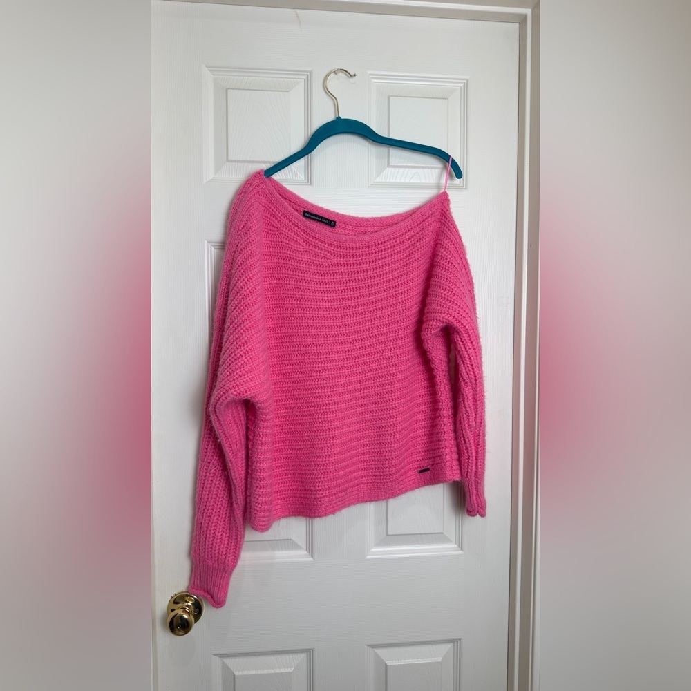 Abercrombie & Fitch Vibrant Pink Knit Sweater XL - Picture 2 of 6